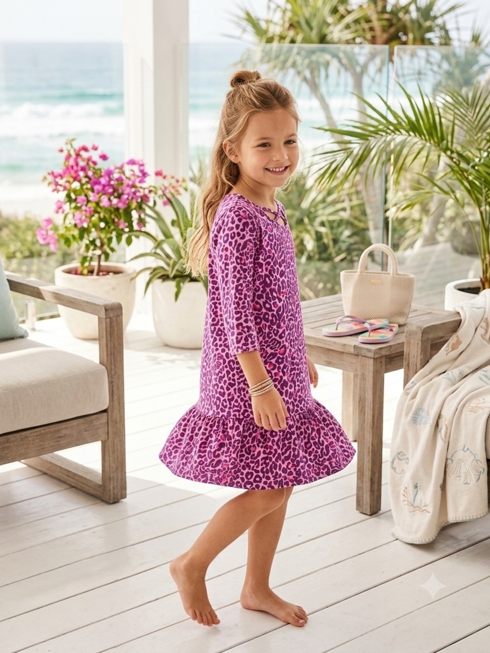 Lilly Pulitzer Purple Leopard Print Ruffle-Hem Dress